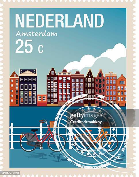netherlands stamp - amsterdam stock illustrations