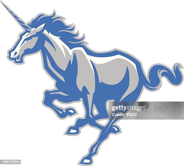 stockillustraties, clipart, cartoons en iconen met running unicorn - stallion