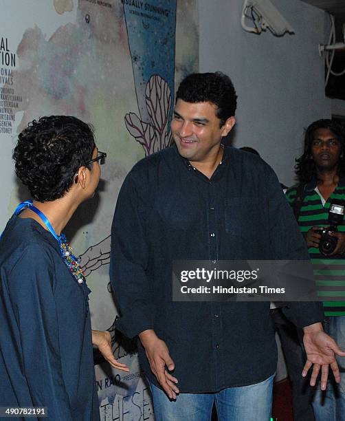 Siddharth Roy Kapoor, CEO, UTV Motion Pictures and filmmaker Kiran Rao during the success party of the films Shahid and Ship of Theseus on May 13,...