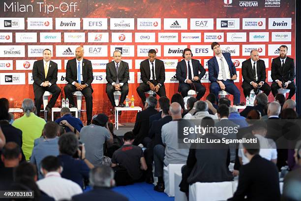 David Blatt, Head Coach of Maccabi Electra Tel Aviv, Devin Smith, #6 of Maccabi Electra Tel Aviv, Ettore Messina, Head Coach of CSKA Moscow, Sonny...