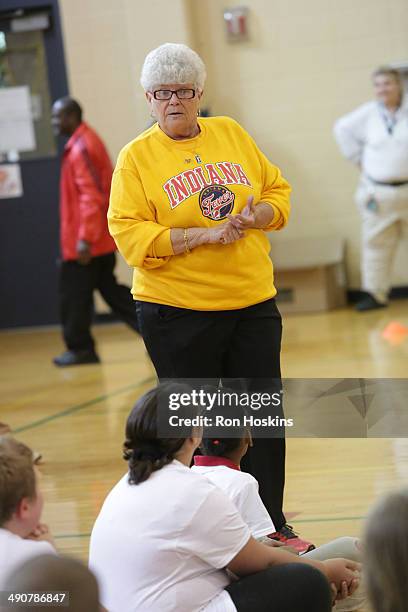 Head coach Lin Dunn of the Indiana Fever participates in the Indiana Fevers 2014 Fever Cares Tipoff Event, in partnership with the Indy Parks...