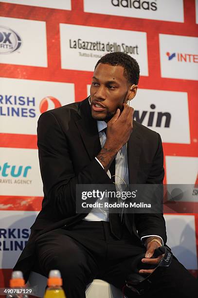 Sonny Weems, #13 of CSKA Moscow during the Final Four Presentation Press Conference of Turkish Airlines EuroLeague Final Four at Piazza Duomo on May...
