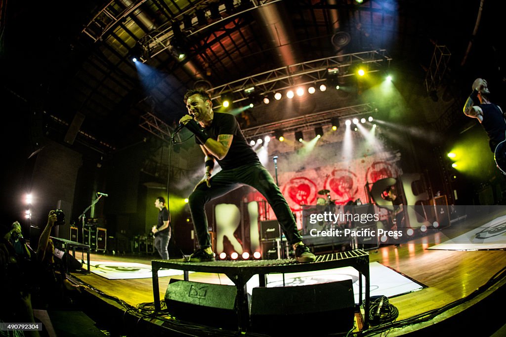 Tim McIlrath of Rise Against performs during their live...