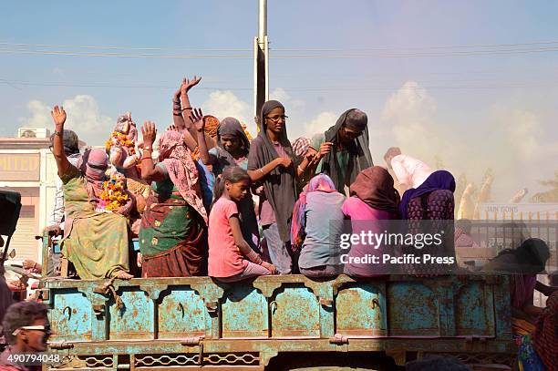 The devotees join the parade for the Lord Ganesh statue before its immersion in the water during the "Ganpati Visarjan". The most exuberant parts of...