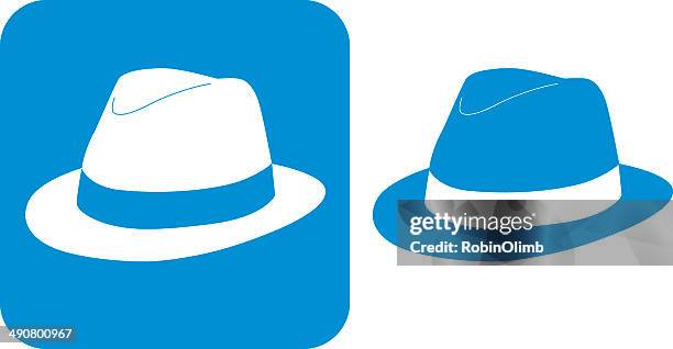 ilustraciones, imágenes clip art, dibujos animados e iconos de stock de sombrero iconos de - sombrero fedora