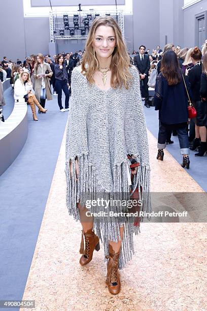 Sofia Sanchez Barrenechea attends the Chloe show as part of the Paris Fashion Week Womenswear Spring/Summer 2016. Held at Grand Palais on October 1,...