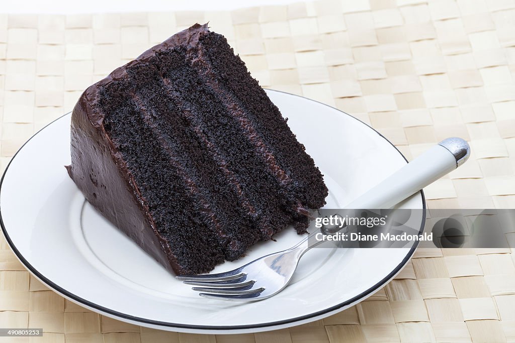 One slice of chocolate cake