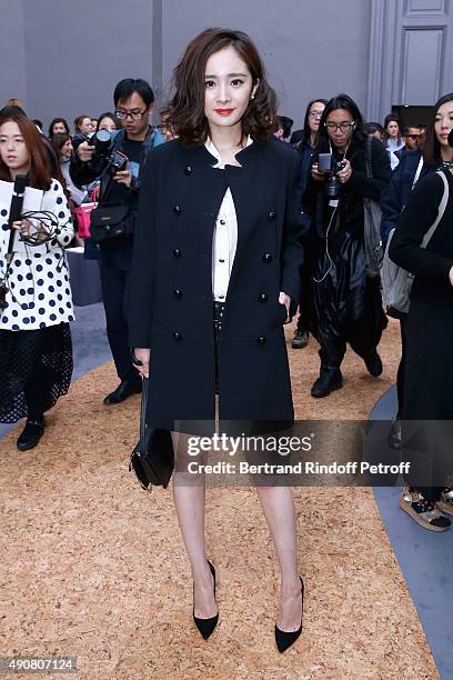 Chinese Actress Yang Mi attends the Chloe show as part of the Paris Fashion Week Womenswear Spring/Summer 2016. Held at Grand Palais on October 1,...