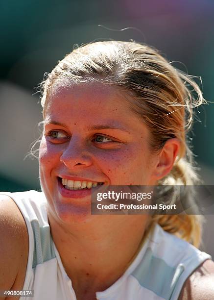 Kim Clijsters of Belgium takes a break during her third round match of the tennis French Open at Roland Garros against Daniela Hantuchova from...