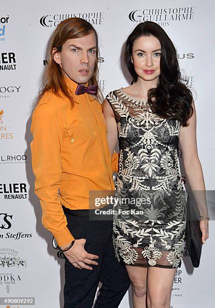 Christophe Guillarme and Emma Miller attend the Christophe Guillarme show as part of the Paris Fashion Week Womenswear Spring/Summer 2016 on...