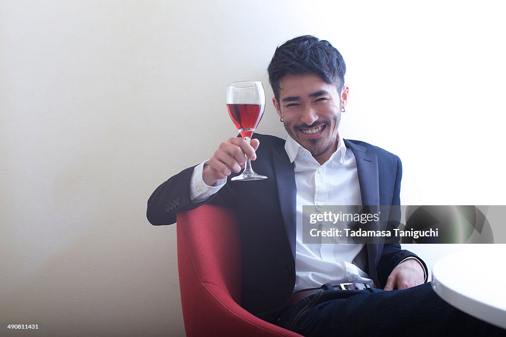 Man enjoying wine