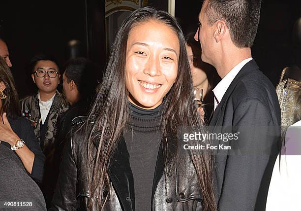 Yiqing Yin attends the Swarovski 120 X Rizzoli Exhibition and Cocktail as part of the Paris Fashion Week Womenswear Spring/Summer 2016 on September...