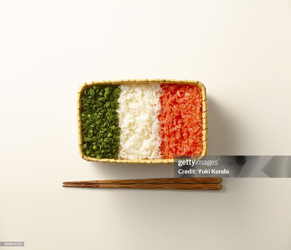 Lunch of Italian national flag pattern.