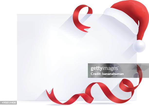 ribbon and santa hat - santa hat stock illustrations