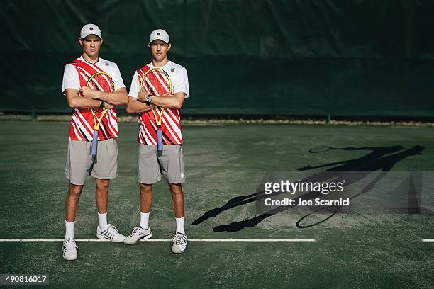 Tennis players Mike Bryan, Bob Bryan are photographed for Self Assignment on December 16, 2012 in Wesley Chapel, Florida.