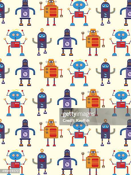 dancing robot pattern - young at heart stock illustrations