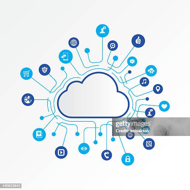 stockillustraties, clipart, cartoons en iconen met cloud computing - cloud opslag