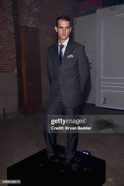 Model poses during JCPenney and Michael Strahan's launch of Collection by Michael Strahan on September 30, 2015 in New York City.