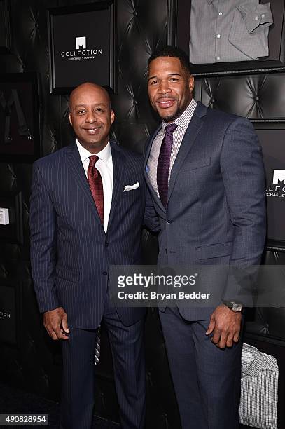 JCPenney CEO Marvin Ellison and football player Michael Strahan attend JCPenney and Michael Strahan's launch of Collection by Michael Strahan on...