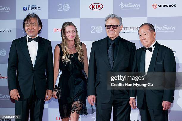 Vice Festival director Ahn Sung-Ki, actor Harvey Keitel and honorary BIFF director Kim Dong-Ho attend the opening ceremony of the 20th Busan...