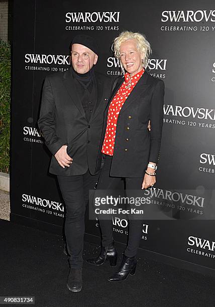 Sascha Lilic and Ellen Von Unwerth attend the Swarovski 120 X Rizzoli Exhibition and Cocktail as part of the Paris Fashion Week Womenswear...