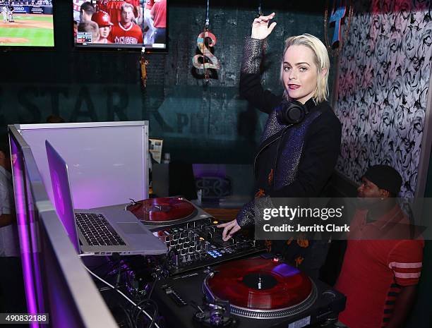 Taryn Manning DJ's the Bounce Sporting Club 4 Year Anniversary Party at Bounce Sporting Club on September 30, 2015 in New York City.