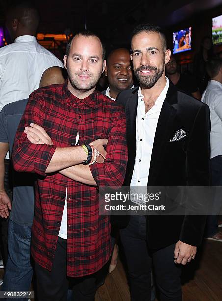 Zev Norotsky and Yosi Benvenisti attend the Bounce Sporting Club 4 Year Anniversary Party at Bounce Sporting Club on September 30, 2015 in New York...