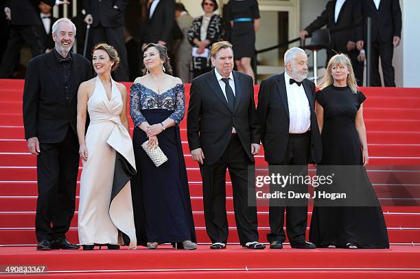 Director of Photography Dick Pope, actors Dorothy Atkinson, Marion Bailey, Timothy Spall, director Mike Leigh and producer Georgina Lowe attends the...