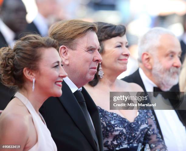 Actors Dorothy Atkinson, Timothy Spall, Marion Bailey and Mike Leigh attend the "Mr.Turner" Premiere at the 67th Annual Cannes Film Festival on May...