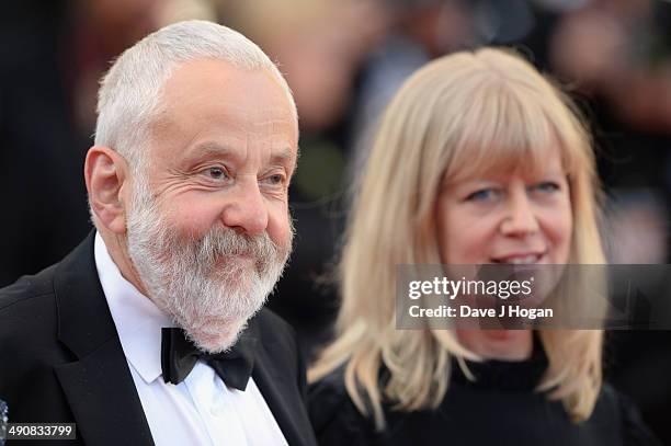 Director Mike Leigh and producer Georgina Lowe attend the "Mr Turner" premiere during the 67th Annual Cannes Film Festival on May 15, 2014 in Cannes,...