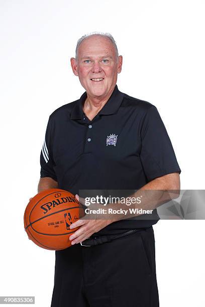 George Karl of the Sacramento Kings poses for a photo on media day September 28, 2015 at the Kings practice facility in Sacramento, California. NOTE...