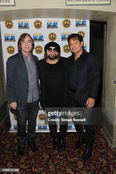 Jackson Browne, Carlos Varela and Ron Chappman attend "The Poet Of Havana" screening during the 2015 Woodstock Film Festival at Ulster Performing...