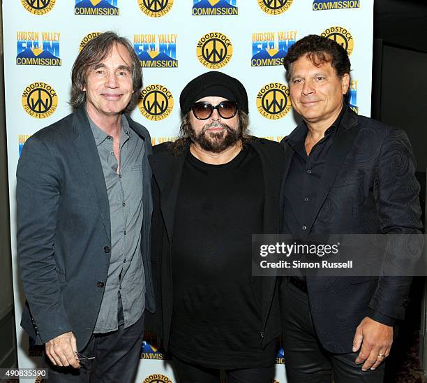 Jackson Browne, Carlos Varela and Ron Chappman attend "The Poet Of Havana" screening during the 2015 Woodstock Film Festival at Ulster Performing...