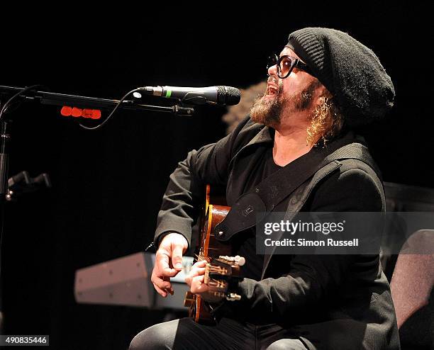 Cuban Muscian Carlos Varela performs at "The Poet Of Havana" screening during the 2015 Woodstock Film Festival at Ulster Performing Arts Center on...