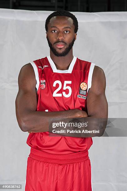 Gabe Olaseni, #25 of Brose Baskets Bamberg poses during the 2015/2016 Turkish Airlines Euroleague Basketball Media Day at Brose Arena on September...