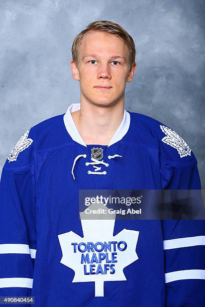 Nikita Soshnikov of the Toronto Maple Leafs poses for his official headshot for the 2015-16 season on September 17, 2015 at the Mastercard in...