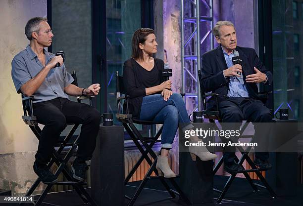 Mark Ehrenkranz, Alison Bailes and Peter Travers attend AOL Build Series to discuss NY Film Critic Series at AOL Studios in New York on October 1,...