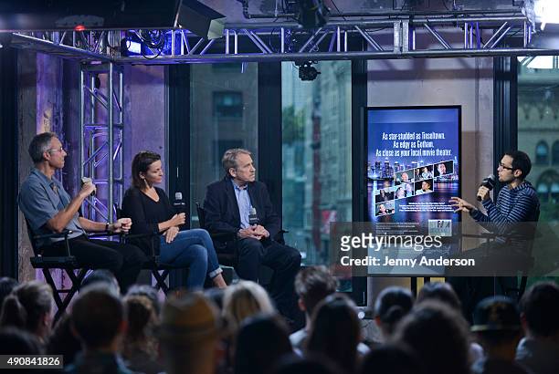 Mark Ehrenkranz, Alison Bailes and Peter Travers attend AOL Build Series to discuss NY Film Critic Series at AOL Studios in New York on October 1,...