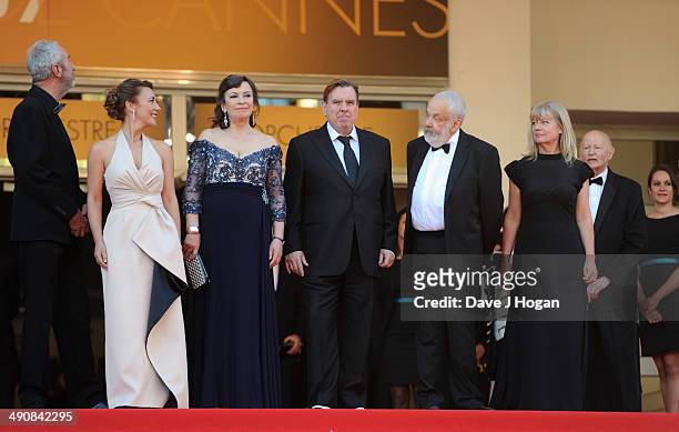 Director of Photography Dick Pope, actors Dorothy Atkinson, Marion Bailey, Timothy Spall, director Mike Leigh and producer Georgina Lowe attends the...