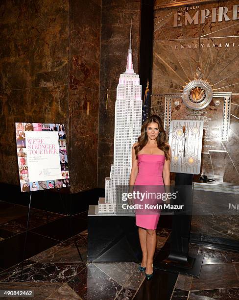 William P. Lauder and Elizabeth Hurley Light The Empire State Building Pink to Inspire Action in the Fight Against Breast Cancer and Launch The Estee...