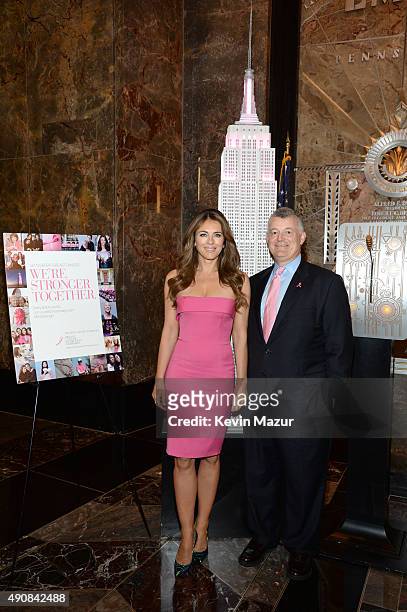William P. Lauder and Elizabeth Hurley Light The Empire State Building Pink to Inspire Action in the Fight Against Breast Cancer and Launch The Estee...