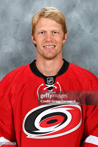 Eric Staal of the Carolina Hurricanes poses for his official headshot for the 2015-2016 season on September 17, 2015 at Carolina Family Practice in...