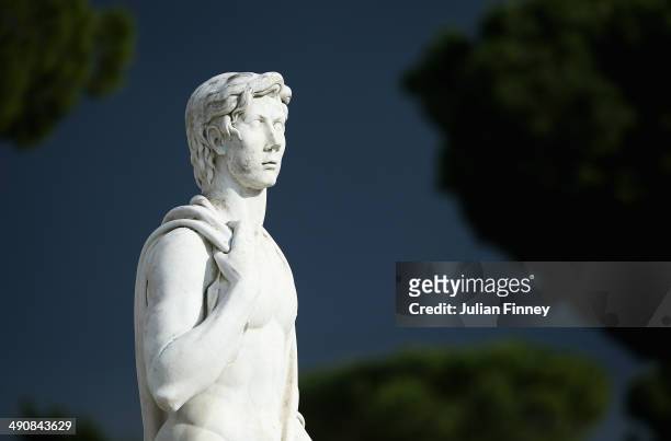Roman statue is seen over looking court Pietrangeli during day five of the Internazionali BNL d'Italia tennis 2014 on May 15, 2014 in Rome, Italy.