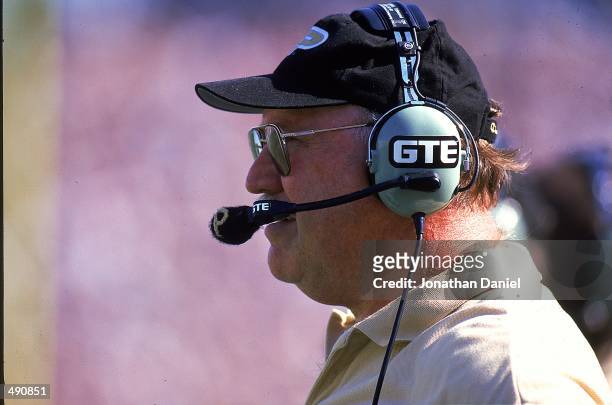 Head coach Joe Tiller of the Purdue Boilermakers looks on from the sidelines during the game against the Notre Dame Fighting Irish at the Ross-Ade...