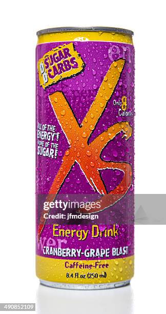 xs sparkling juiced energy cranberry-grape blast can - canned cranberry stock pictures, royalty-free photos & images