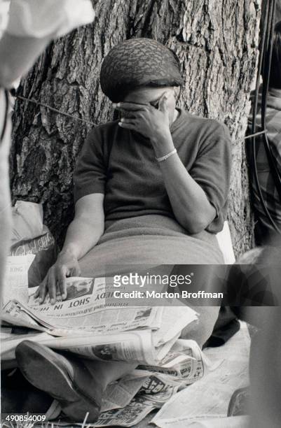 Woman reacts to the news that Senator Robert F. Kennedy has been assassinated, 6th June 1968. Photo taken on the National Mall in Washington, DC...