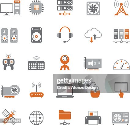 Internet and Computer Hardware Icon Set Internet and Computer Hardware Icon Set