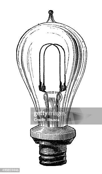 antike illustration von electric lamp systeme und glühbirnen - glühbirne stock-grafiken, -clipart, -cartoons und -symbole