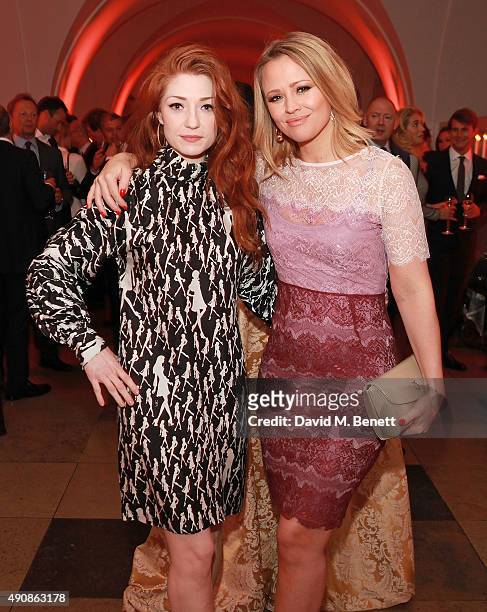 Nicola Roberts and Kimberley Walsh attend a fundraising event in aid of the Nepal Youth Foundation hosted by David Walliams at Banqueting House on...
