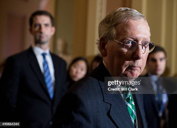 Senate Majority Leader Mitch McConnell, R-Ky., holds a media availability in the U.S. Capitol with Republican members of the Senate Veterans' Affairs...